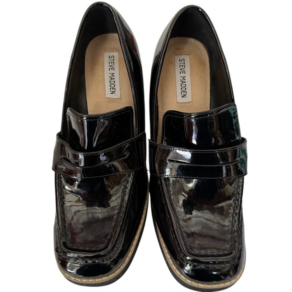 Steve Madden Glossy Black Platform Loafers. Size 11M - Picture 12 of 12